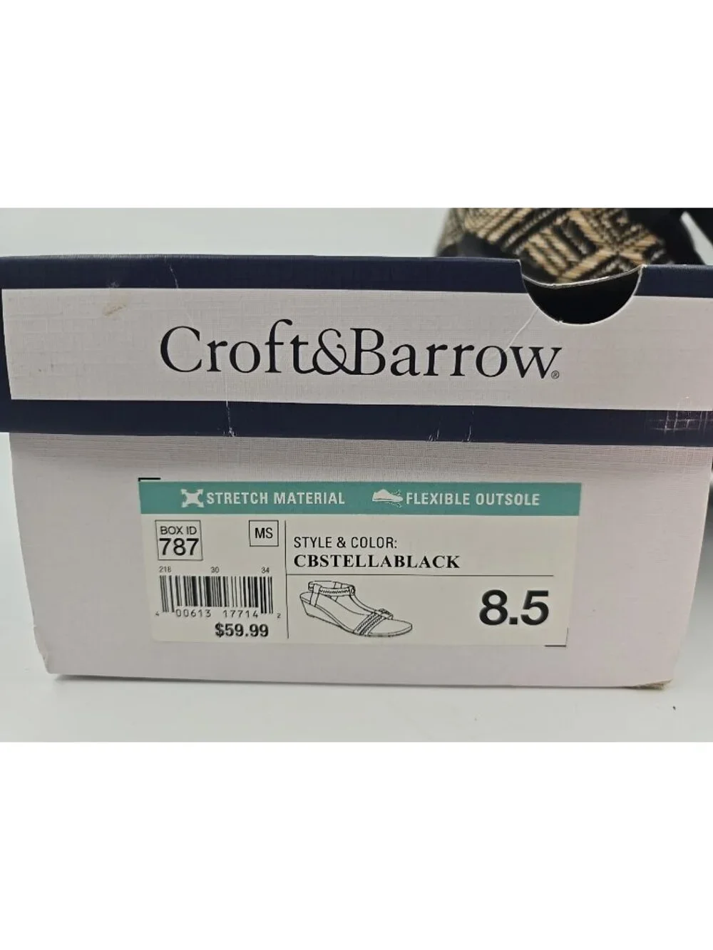Croft & Barrow Stella Wedge Sandals Strappy Stretch Flexible Outsole Black 8.5 M